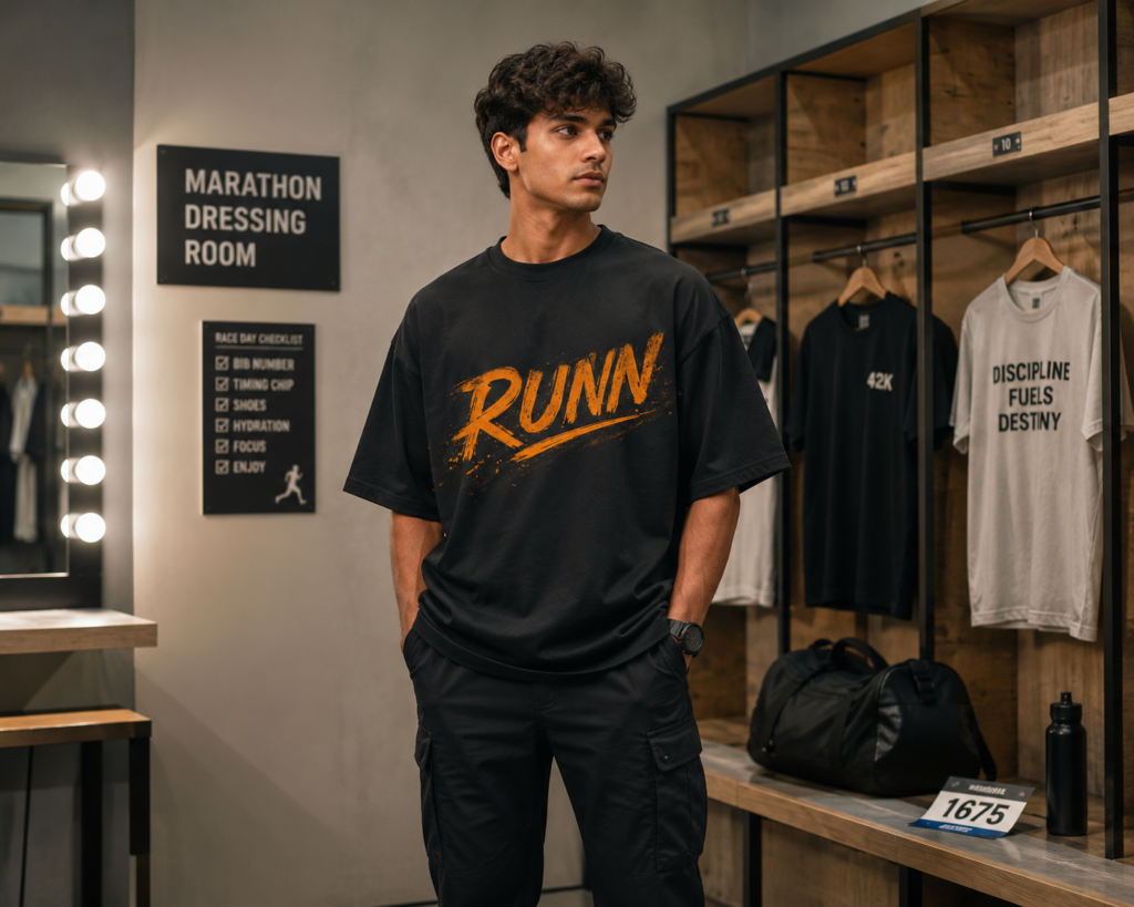 The Stanch Black Graphic T Shirt with Run Every Mile Print